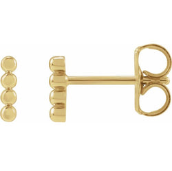 Gold Beaded Bar Stud Earrings