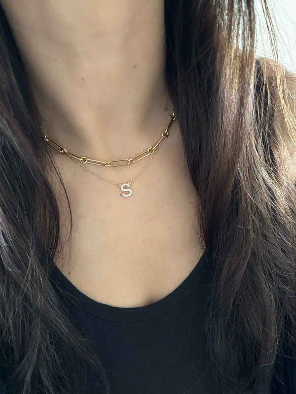 Large Diamond Initial Necklace