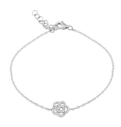 White Gold Diamond Flower Bracelet